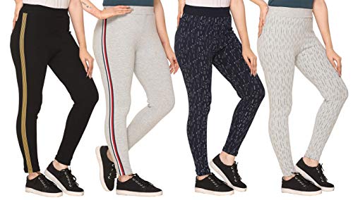 Image of SHAUN Women Free Size (Waist Size-26-34 inch) Stretchable Jegging (Length 37-39 inch Pack of 4)