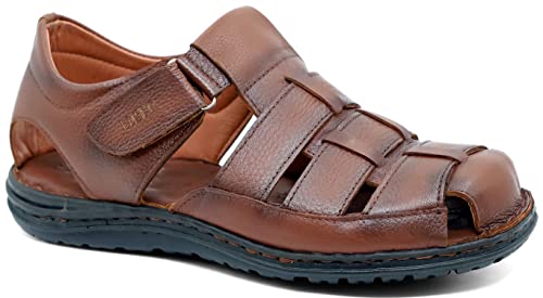 Sandalias de pescador para hombre Lusco en cuero color tan, ideales para verano