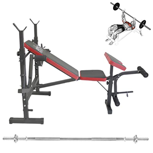 Panca Multifunzione Dip Station Con Bilanciere Da 180 Cm Panca Pesi Con Squat Rack Regolabile Stazione Fitness
