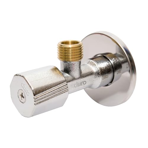 DURO Eckventil Twist, 1/2 auf 3/8 Zoll Eckregulierventil für Kalt- und Warmwasserleitungen, Verchromt, Ventil mit O-Ring, für Einbau in Wasserversorgungssysteme