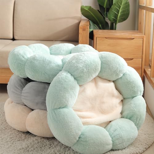 DOTBUY-SHOP Hundebet Rundes Katzenbett, Blumen Hundekissen Grosse Hunde Donut Kissen, Plüsch-Hundekorb Hundebett Waschbar, für Groß Hunde, Katzen und Herbst und Winter (40 cm,Türkis)