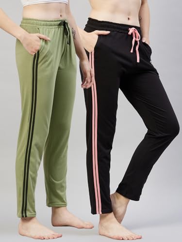 Image of BLINKIN Women Cotton Stribed Casual Style Pyjamas|Lowers With 2 Side Pockets : Ideal For Night Wear & Comfort Wear - The Ultimate Relaxed Fit Track Pants (Combo-608)