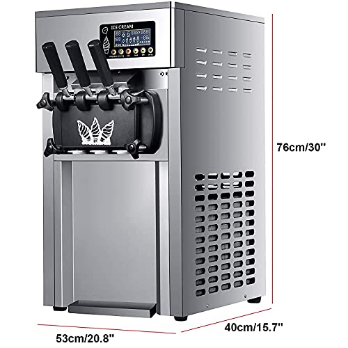 RSTJ-Sjef Kommerzielle Auftisch-Eismaschine, 1200 W Edelstahl-Softeismaschine Mit 3 Geschmacksrichtungen, 2 Trichtern… – Bild 4