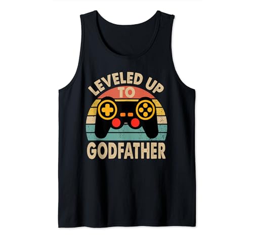 Leveled Up To Godfather Retro Vintage Padrino Regalo Camiseta sin Mangas