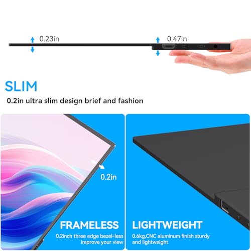 Image of 14 Inch Touchscreen Portable Monitor with Stand, 1920x1200 IPS HDR Ultra Slim USB-C HDMI External Display for Laptop Phone Switch
