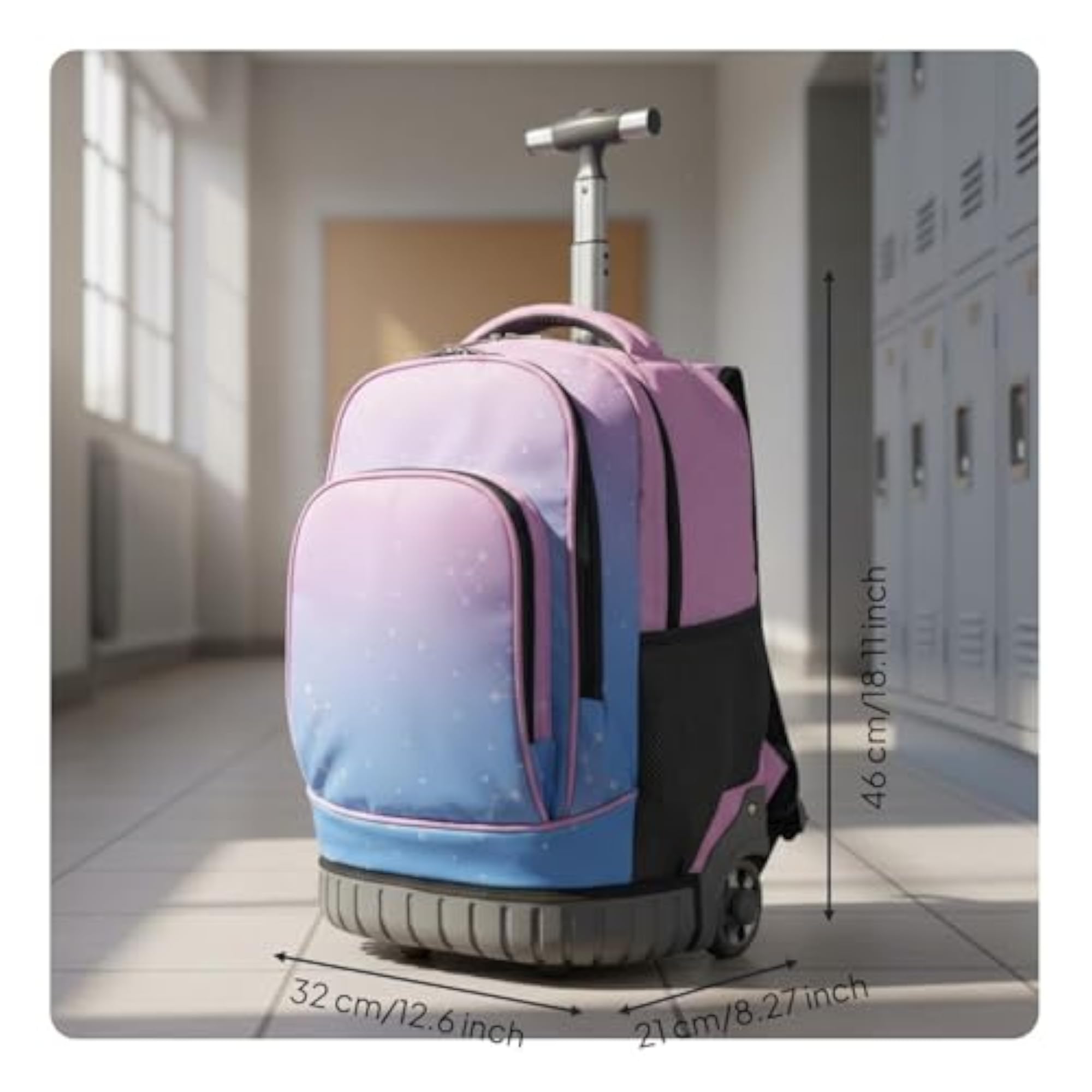 Wheeled School Backpack 2-in-1 Design Student Trolley Backpack