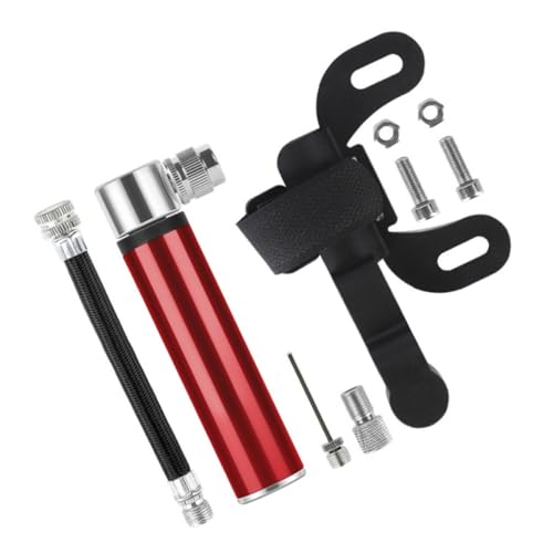 DIYEAH Mini Inflador Portátil para Neumáticos de Bicicleta, Manual, de Aleación de Aluminio, Tamaño Único, Color Rojo, Bomba Ligera y Compacta para Ciclismo de Montaña y Carretera, Rosca