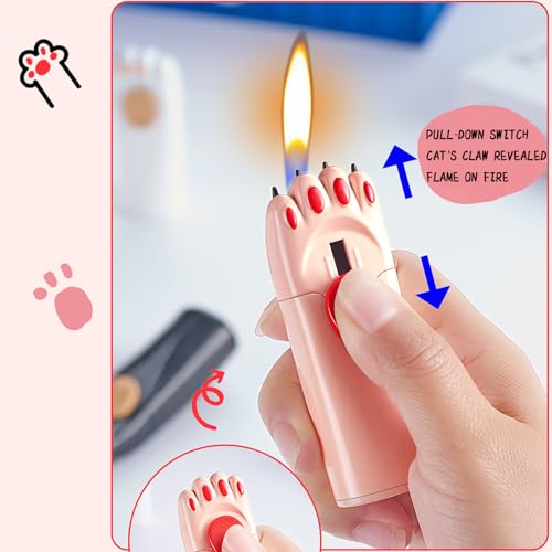 Encendedor recargable con diseño de pata de gato rosa miniatura 3