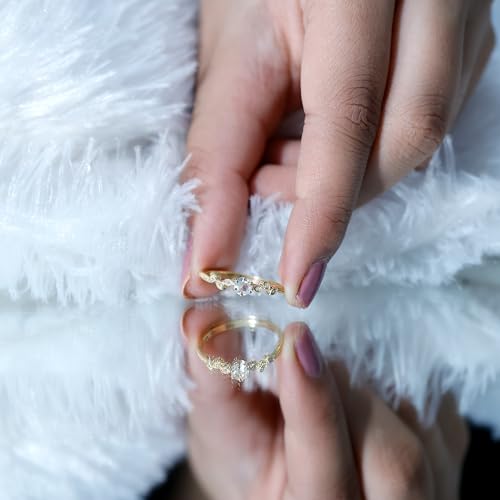 Natural Moonstone Promise Ring with Diamond, Certified Moonstone Flower Ring For Women, AAA Quality, Ready For Gift4