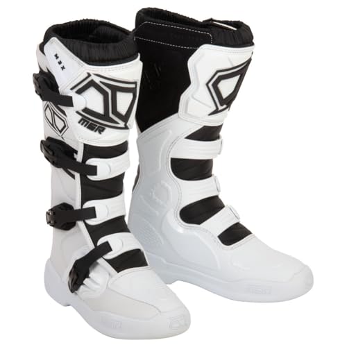 MSR M3X Motocross Boots – White, Men’s Size 9 – Rugged Micro‑Fiber Build, Steel Shank Support, Injection‑Molded Protection, Adjustable Buckles & Debris‑Blocking Gaiter