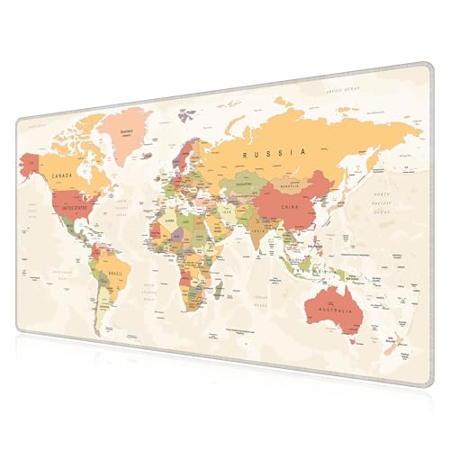 Tapis de souris XXL carte du monde 110x60 cm grand sous-main de bureau lavable