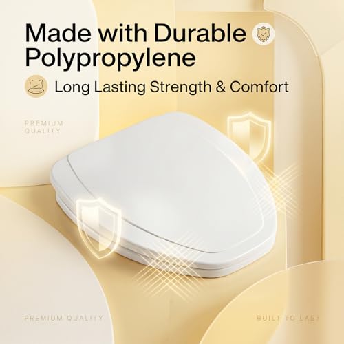 Image of Elegant Casa Polypropylene Soft Close Toilet Seat Cover | Western Commode Lid for Bathroom & Toilet | Stable Hinges | Cascade Shape | Glossy White | Durable Hygienic Seat | Easy Installation | 1 Set