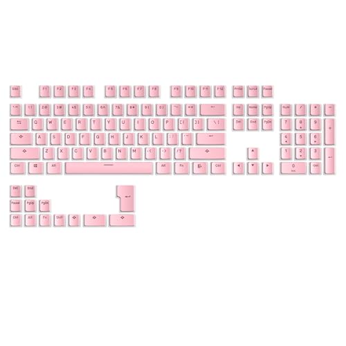 Image of PBT Pink Pudding Keycaps Set 117 Keys, Double Shot Translucent OEM Profile for ISO & ANSI Layout 61 /68 /84 /87 /104 Keys Mechanical Keyboard(Pink Pudding)