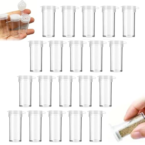 20 Piezas Botellas de Especias Extra Pequeñas Con Tapa, Saleros de Cocina Mini Salero Botellas Plástico Con Tapa Especias y Orificios Para Parrilla al Aire Libre Camping Pequeño Viajes Restaurantes