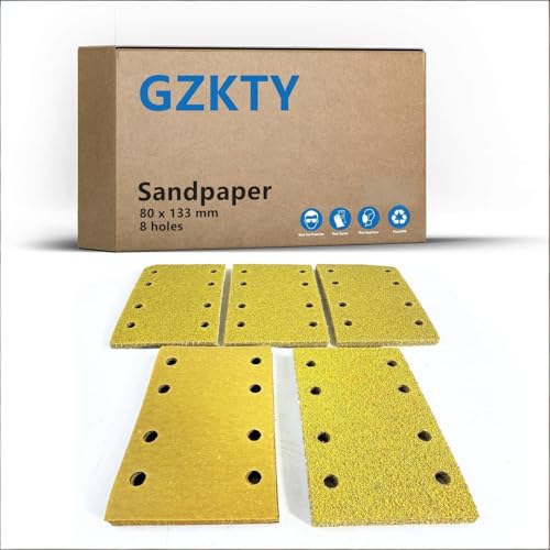 Schleifpapier 80x133 C470 klett, 105 Blätter Set, Ø 80 x 133 mm, 7 Körnungen 40/60/80/120/180/240/320, 8-Loch, für Schwingschleifer