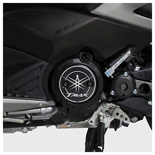 2 Adhesivos Resina 3D Cárter Scooter Compatible Yamaha Tmax de 2001 Al 2016 - Carbono Plata