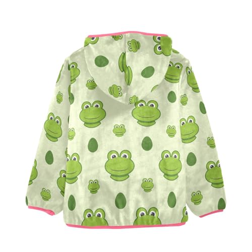 OTVEE Green Frog Pattern Kids Hoodie Jacket Fall Spring Full Zip Warm Outwear Coat2