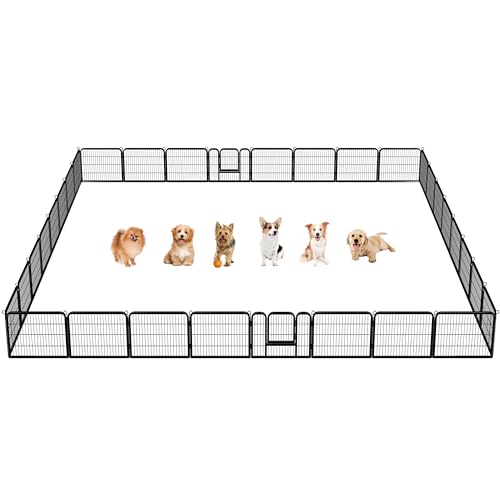 Yaheetech Recinto per Cani 32 pz 80 x 60 cm Conigli Cuccioli Animali Domestici da Interno Esterno Giardino in Ferro Recinzione