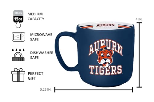 Image of Logo Brands NCAA Auburn Tigers 15 oz Stripe Coffee Mug - Vintage Team Logo, Inside Print & Stripes, Microwave & Dishwasher Safe- Great Gift For Fans & Alumni