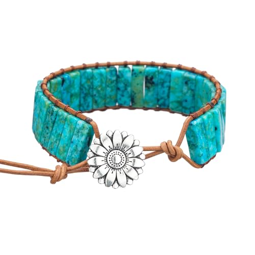 Image of Plumiss Women Boho Handmade Natural Stone Crystal Leather Bead Wrap Bracelets Collection