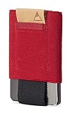 NOMATIC Minimalistic Wallet for Men and Women - Slim Wallet Fits In Front Pocket - Holds 4-15 Cards - Hidden Cash Holder and Key Holder Pocket (Red)