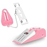 MBBEST Hotel Door Lock & Door Stop Alarm,Dual Protection Security Devices Pocket Door Stopper Self Defensey Tools for Hotel Travel Home Apartment House, Pink/Pink