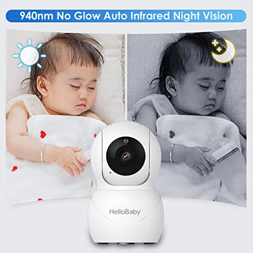 Hello Baby-US Baby Monitor with Remote Pan-Tilt-Zoom Camera and 3.2'' LCD  Screen, Infrared Night Vision (White with Black)