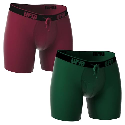 UFM Men’s Viscose Boxer Brief, Patented Adjustable Support Pouch Underwear for Men 2 PACK
