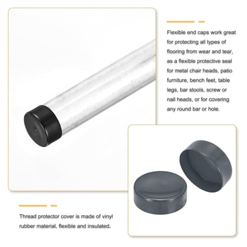 Image of uxcell 4pcs Rubber End Caps 160mm(6 5 /16 Inch) ID x 80mm(3 1 /8 Inch) H Vinyl Round End Cap Cover Screw Thread Protectors Dark Grey