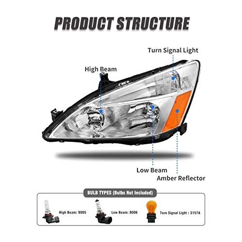2003–2007 Honda Accord Headlights | OEM Chrome Replacement Assembly - Image 5