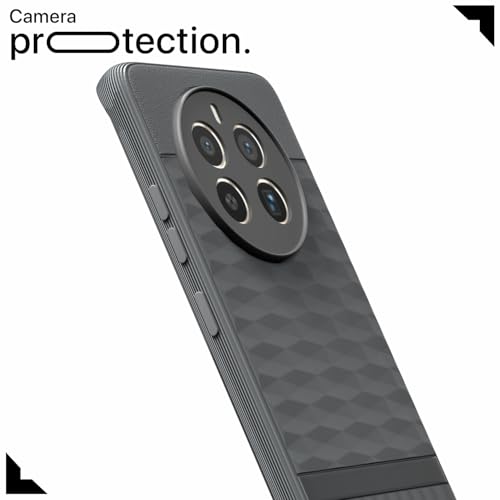 Image of Pikkme Back Cover for Realme 12 Pro 5G / Realme 12 Pro Plus 5G Camera Protection 3D Hexa Cube Design Silicone Protective Bumper Case (Grey)