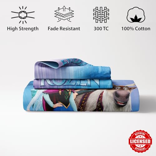 Image of Sassoon Disney Frozen Digital Printed 100% Cotton Bedsheet with 2 Pillow Covers in 300TC