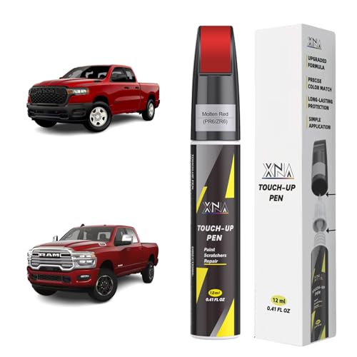 XNA Molten Red(PR6/ZR6) for Dodge Ram Touch Up Paint, 2 in 1 Car Scratch Remover with Pen Tip and Brush, Exact Color-Matched for Car Paint Scratch Repair, Quick & Easy Fix Chips and Nicks