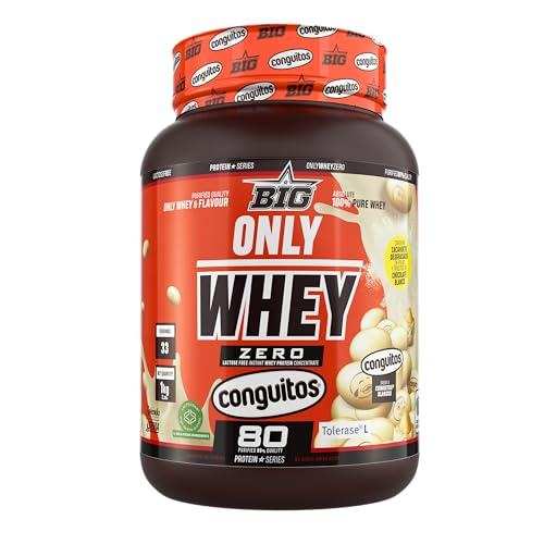 BIG - Proteinas Whey - Proteina en Polvo para Desarrollo de Masa Muscular y Recuperación - Materia Prima Premium - Whey Protein Sin Lactosa, Sin Azúcar, Sin Grumos (1Kg, Conguitos White)