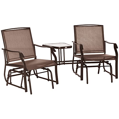 Outsunny Outdoor Glider Chairs with Coffee Table