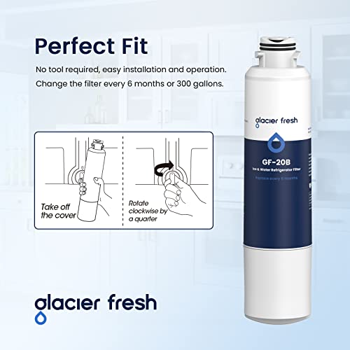 Glacier Fresh Da29-00020B Refrigerator Water Filter Compatible With Samsung* Da29-00020A/B, Da29-00020B-1, Haf-Cin/Exp, 46-9101, Rf4267Hars For French Door Fridge Kitchen (3 Pack) #TOP6