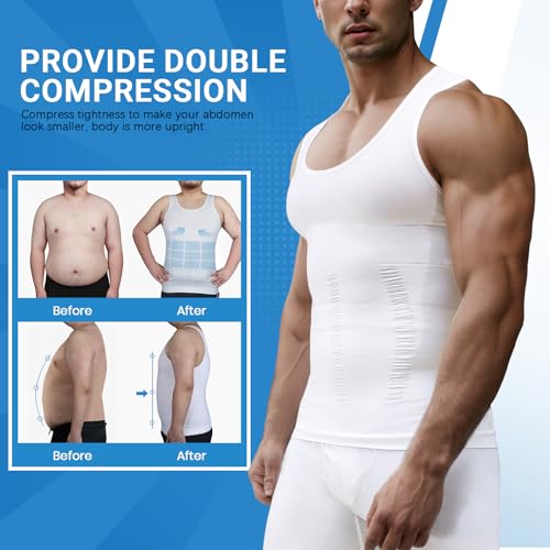 Image of MEETYOO Mens Compression Shirt Slimming Undershirt for Men Shapewear Gynecomastia Compression Shirt Men Body Shaper