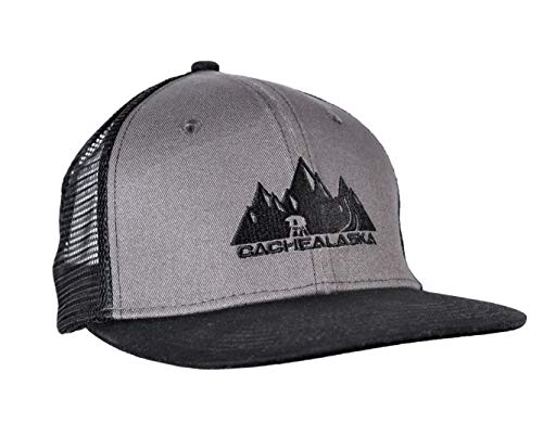 CacheAlaska -Trucker Hat - Flat Brim with Snapback Buckle for Men or Women - Grey