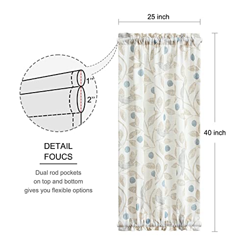 Image of VOGOL Birds Pattern Front Door Curtain, View Reducing Decorative Kitchen French Door Curtains, 1 Panel Faux Linen Drape for Sliding Doorway, 25 x 40 Inches