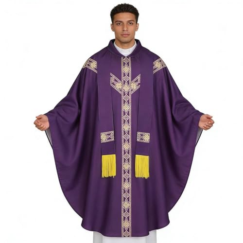 Robe de clergé pour hommes avec ruban et col rond pour liturgie catholique