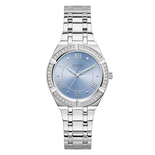GUESS Women's Quartz Watch with Stainless Steel Strap, Silver, 12 (Model: GW0033L5)