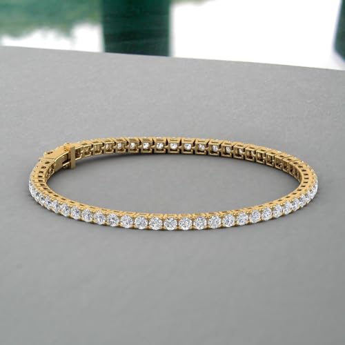 Image of 2 to 7 Carat Natural Diamond Tennis Bracelet for Women in 14K Gold (7 Inch) - IGI Certified (I1-I2 Clarity)