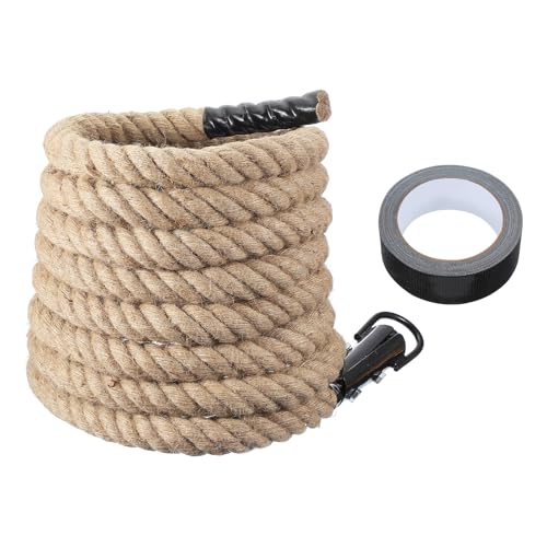 Corde de combat de 7 m en jute lourde et robuste avec fixation en métal noir
