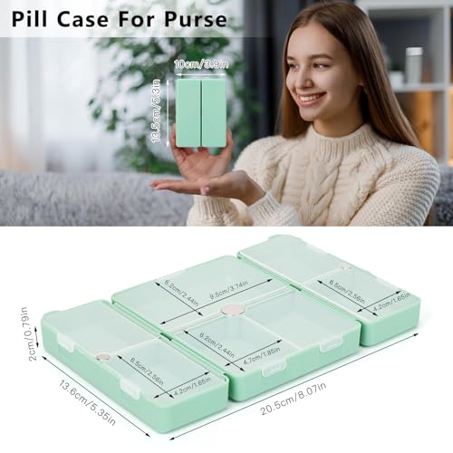 Image of FYY Travel Pill Organizer, Large Pill Box Medicine Case-2pcs Green
