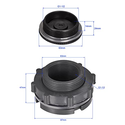M METERXITY 1 Set PVC Bulkhead Fitting, Threaded Bulkhead Water Tank Connector, with Plug Fitting, Apply to Aquariums - Image 3