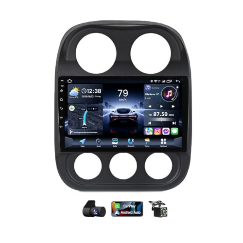 Radio coche DAB con pantalla premium 2K QLED de 9 pulgadas y Android 14 para Jeep Compass