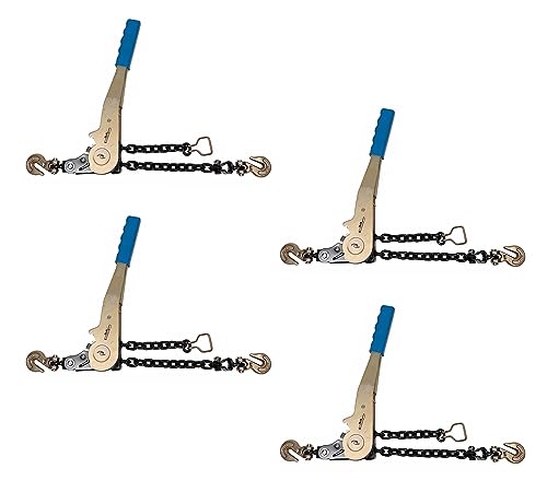 Image of Mytee Products (4 Pack) 1 /4 inch - 5 /16 inchEasy Binder Chain Binder with Grab Hooks & 2500 lbs WLL - Grade 70 Heavy Duty Tie Down Ratchet Load Binder for Flatbed Trailers & Trucks