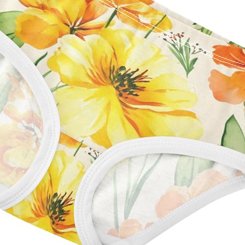 Funny Girls Underwear Toddler 2t Cotton Little Girl Panties Yellow Floral Flowers Beige Briefs Underpants4