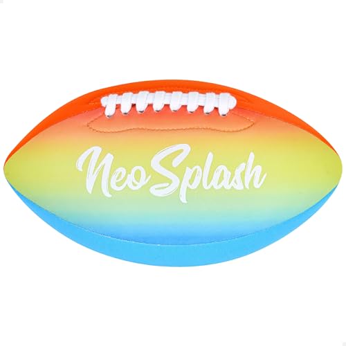 AKTIVE balón Rugby Neopreno Neo Splash, 26 cm, diseño Multicolor, Suave y Resistente para Jugar en la Playa o Piscina, Agarre cómodo Incluso Mojado, óptimo para niños y Adultos (54292)