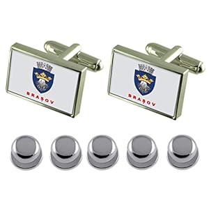 Select Gifts Hemdjurk studs Brasov stad Roemenië vlag manchetknopen